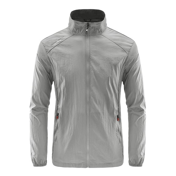 Men's Lightweight Rush Guard Stand Collas Sun Protection Jackets Outdoor Hooded Tops Spring Summer Cooling Windbreaker Gray M