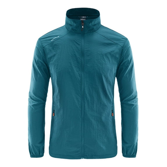 Men's Lightweight Rush Guard Stand Collas Sun Protection Jackets Outdoor Hooded Tops Spring Summer Cooling Windbreaker Light Blue XL