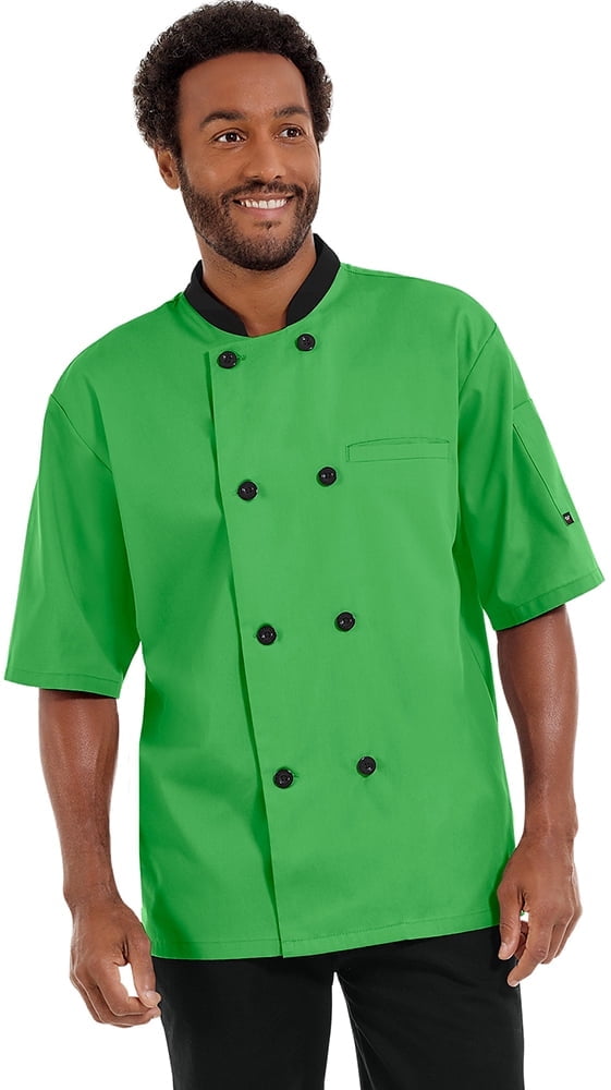Short Sleeve Forest Green Chef Coat Green Chef Uniform Outlet