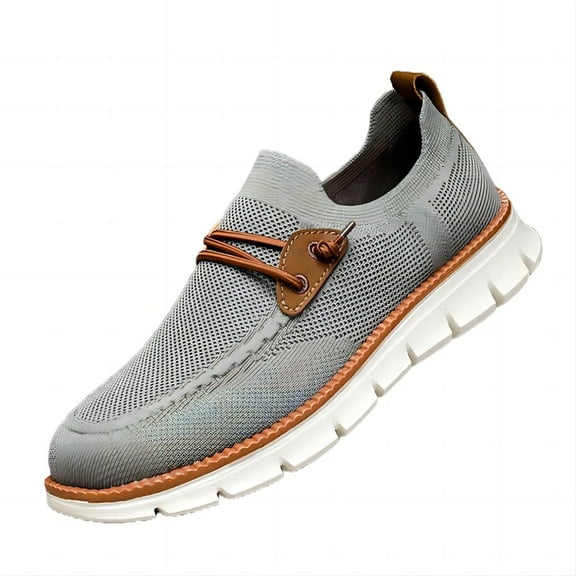 Men's Lightweight Sneakers Casual Breathable Fashion Mesh Comfort Driving Soft Flat Sole Athletic Canvas Walking Shoes Gray 12 US