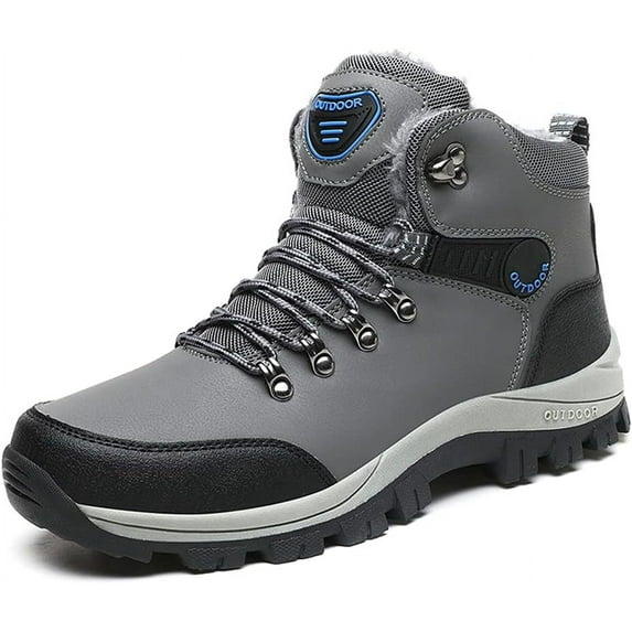 Men's Lightweight Snow Boots Men Winter Warm Lining Anti-Slip Mid Top Leather Sneakers for Hiking Working Driving Outdoor Trekking Hiker Shoes