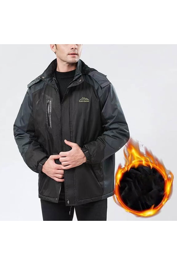Men's Lightweight Softshell Jacket Fleece Lined Hooded Water Resistant Winter Hiking Windbreaker Jackets Color Blocked Fleece Pocket Detachable Zipper Outdoor Jacket