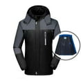 thumbnail image 1 of Men's Lightweight Softshell Jacket Fleece Lined Hooded Water Resistant Winter Hiking Windbreaker Jackets Color Blocked Fleece Pocket Detachable Zipper Outdoor Jacket, 1 of 4