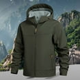 thumbnail image 1 of Men's Lightweight Softshell Jacket Winter Fleece Lined Hooded Waterproof Jackets (Army Green M), 1 of 6