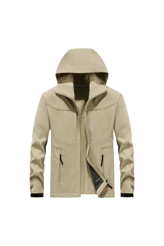 Men's Lightweight Softshell Jacket with and Adjustable Hood for Outdoor Activities