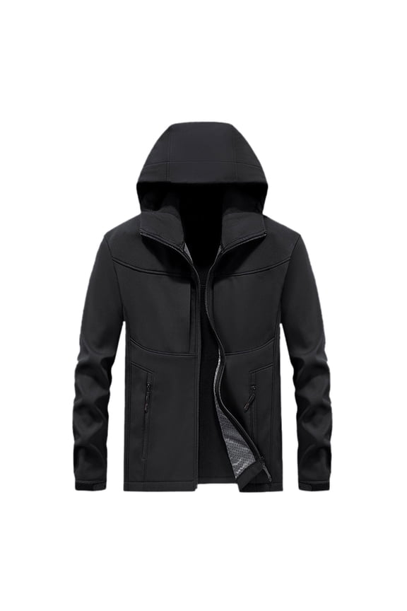 Men's Lightweight Softshell Jacket with and Adjustable Hood for Outdoor Activities