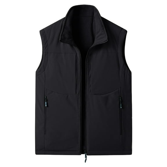 Men's Lightweight Softshell Vest Fleece Lined Windproof Sleeveless Jacket with Pockets Winter Casual Outerwear for Running Hiking