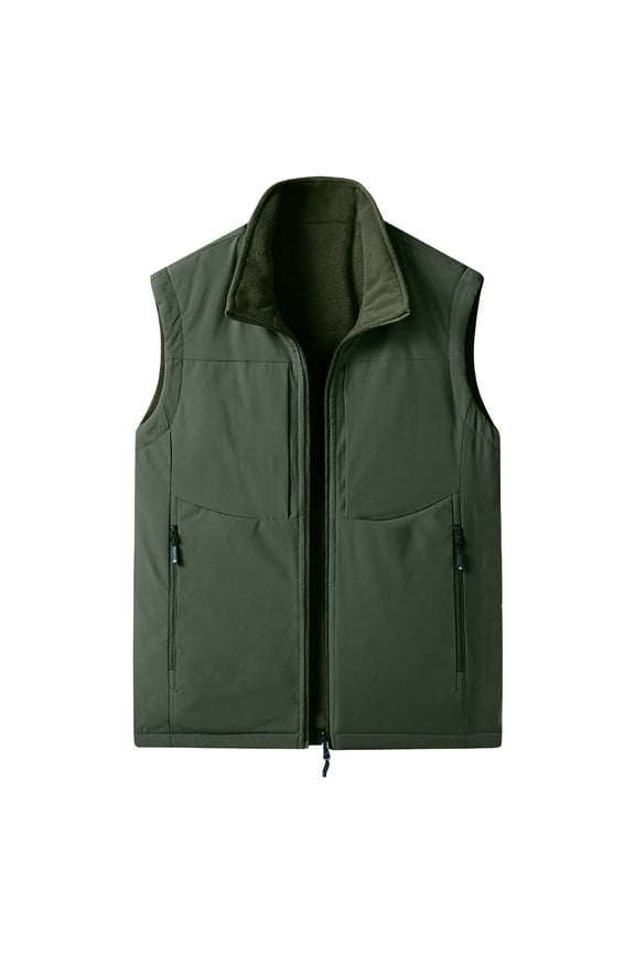 Men's Lightweight Softshell Vest Fleece Lined Windproof Sleeveless Jacket with Pockets Winter Casual Outerwear for Running Hiking