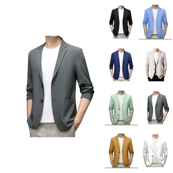 Men's Lightweight Spring Summer Suit Jacket Casual Stretch Slim Fit Button Sport Coats Lapel Blazer