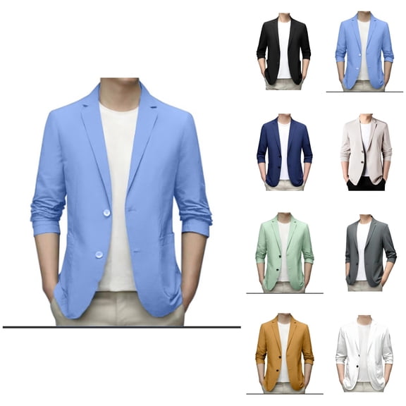 Men's Lightweight Spring Summer Suit Jacket Casual Stretch Slim Fit Button Sport Coats Lapel Blazer