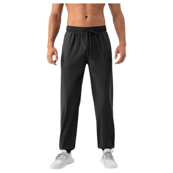 Men's Lightweight Stretch Lounge Pants with Adjustable Drawstring Waist and Straight Leg Fit - X Large, Black