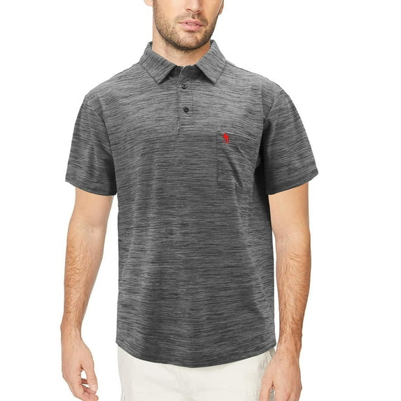 Men's Lightweight Stretch Polyester Blend Quick Dry Short Sleeve Logo Polo Shirt (KC 1201 Black, 2XL)