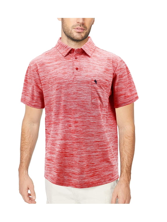 Men's Lightweight Stretch Polyester Blend Quick Dry Short Sleeve Logo Polo Shirt (KC 1201 Red, 2XL)