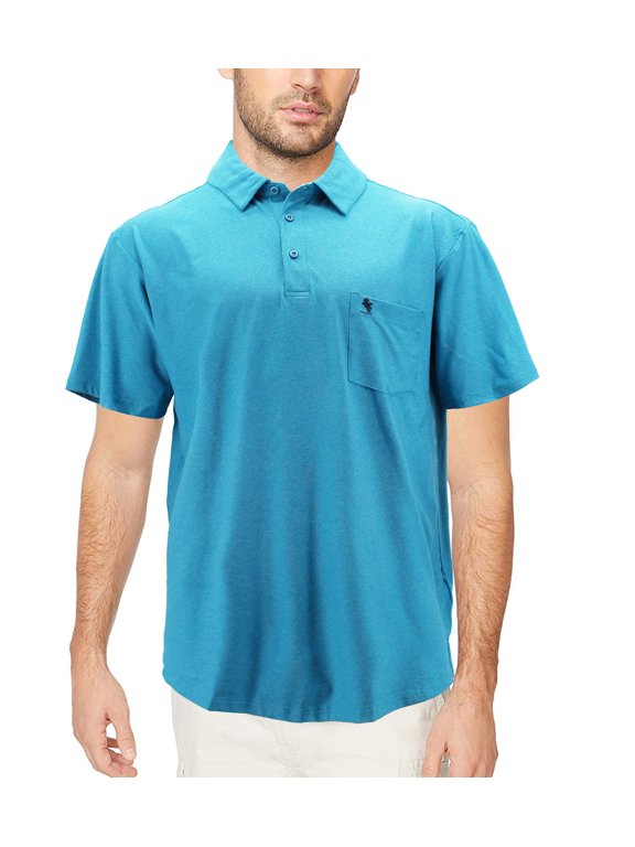 Men's Lightweight Stretch Polyester Blend Quick Dry Short Sleeve Logo Polo Shirt (KC 1201 Teal, XL)