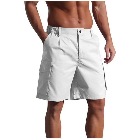 Men's Lightweight Summer Beach Short Relaxed Fit Vacation Jogging Shorts Drawstring Elastic Waist Casual Shorts White M