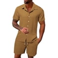thumbnail image 1 of Men's Lightweight Summer Suit Comfortable Athletic Two Piece Set Breathable Casual Outfit for Sports and Leisure, 1 of 2