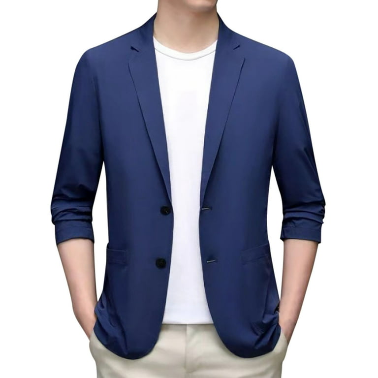 Men's Lightweight Summer Suit Jacket Stretch Slim Fit Casual