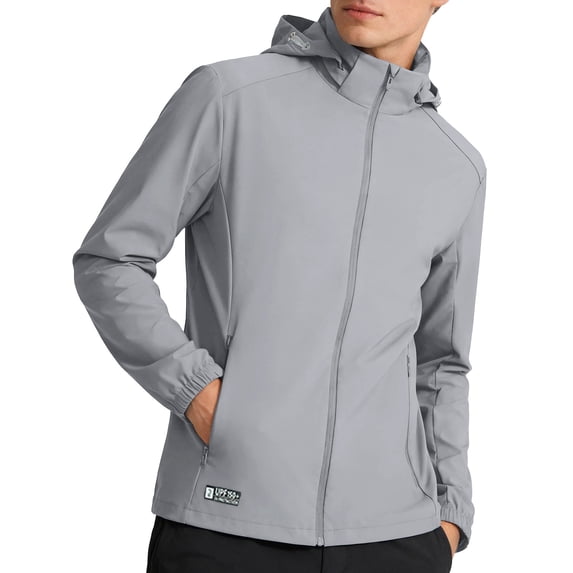 Men's Lightweight Sun Protection Hooded Cardigan with Zipper in Solid Colors