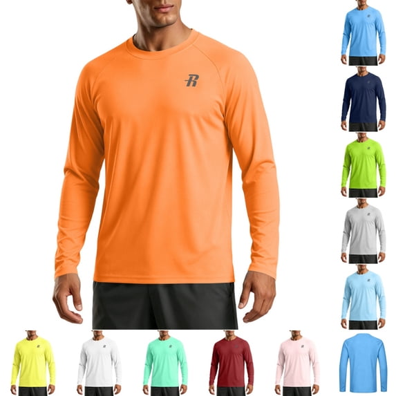 Men’s Lightweight Sun Protection Long Sleeve Shirt, Moisture-Wicking Quick Dry Rash Guard for Swimming, Surfing and All-Day Outdoor Comfort Saffron L