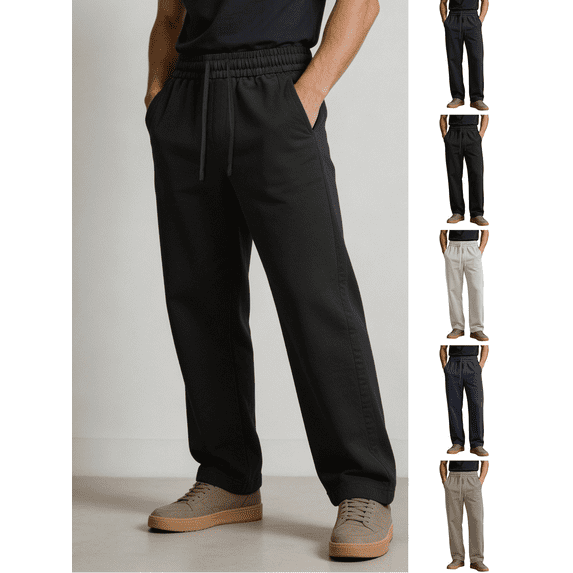 Men's Lightweight Sweatpants Cotton Straight Leg Lounge Pants with Pockets Elastic Waist Outdoor Hiking Pant