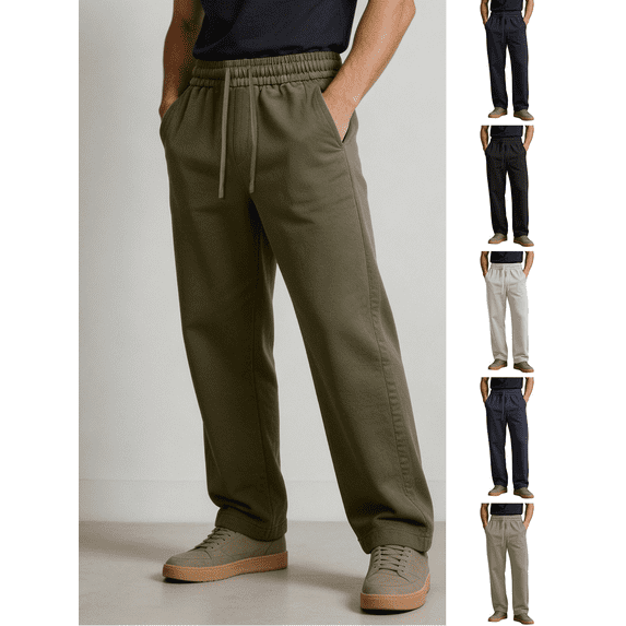 Men's Lightweight Sweatpants Cotton Straight Leg Lounge Pants with Pockets Elastic Waist Outdoor Hiking Pant