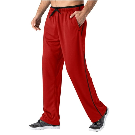 Men's Lightweight Sweatpants Loose Fit Running Pant Open Bottom Mesh Breathable Athletic Pants with Pockets
