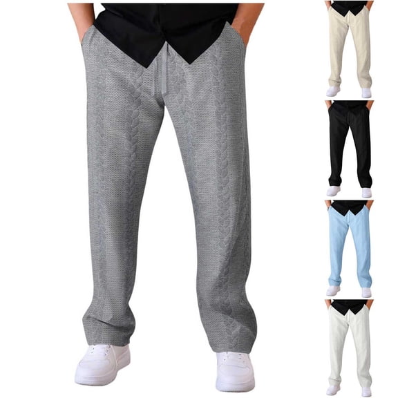 Men's Lightweight Sweatpants Loose Fit Solid-Color Loose Sports Elastic-Waist Athletic Pants with Pockets Plus Size Trousers Gray S-3XL