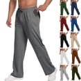 thumbnail image 1 of Men's Lightweight Sweatpants Open Bottom Drawstring Sweat Pants Straight Leg Gym Fall Lounge Pants with Pockets, M, 1 of 7