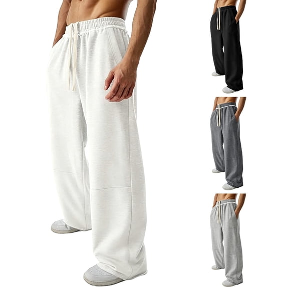Men's Lightweight Sweatpants Open Bottom Sweat Pants for Men Straight Leg Gym Sweatpants Lounge Pants Casual Lounge Joggers with Pockets Slacks Light Ashy L