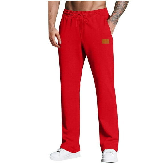 Men's Lightweight Sweatpants Open Bottom Sweat Pants Spring Straight Leg Gym Running Lounge Pant with Pockets