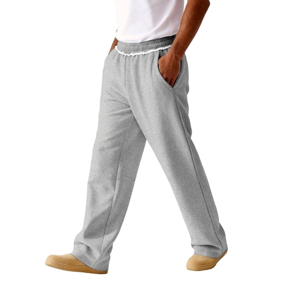 Men's Lightweight Sweatpants Open Bottom Sweat Pants for Men Straight Leg Gym Sweatpants Lounge Pants with Pockets Gray L