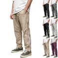 thumbnail image 1 of Men's Lightweight Track Pants with Side Zipper Mesh Vents Loose Fit Open Bottom Athletic Pants Drawstring for Running Workout, Khaki, XL, 1 of 9