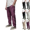 thumbnail image 1 of Men's Lightweight Track Pants with Side Zipper Mesh Vents Loose Fit Open Bottom Athletic Pants Drawstring for Running Workout, Purple, XXL, 1 of 9