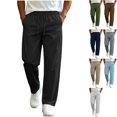 thumbnail image 1 of Men's Lightweight Travel Pants Open Bottom Sweatpants Elastic Waist Drawstring Loose Fit Casual Trousers with Pockets for Daily Wear Commuting Fall, 1 of 8