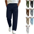 thumbnail image 1 of Men's Lightweight Travel Pants Open Bottom Sweatpants Elastic Waist Drawstring Loose Fit Casual Trousers with Pockets for Daily Wear Commuting Fall, 1 of 8