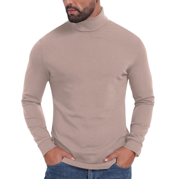 Men's Lightweight Turtleneck Shirts Long Sleeve Thermal Pullover Sweater Slim Fit Casual Knitted Basic Layer Tops