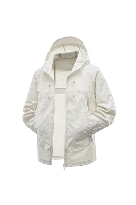 Men’s Lightweight UPF50+ Sun Protection Hoodie Jacket – Adjustable 3D Brim Hood, Full-Zip Closure & Zippered Pockets for Outdoor Adventures