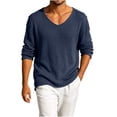 thumbnail image 1 of Men's Lightweight V-Neck Open Knit Linen Blend Sweater, Breathable Loose Fit Spring Summer Beach Pullover, Sweaters for Men 2XL, 1 of 8