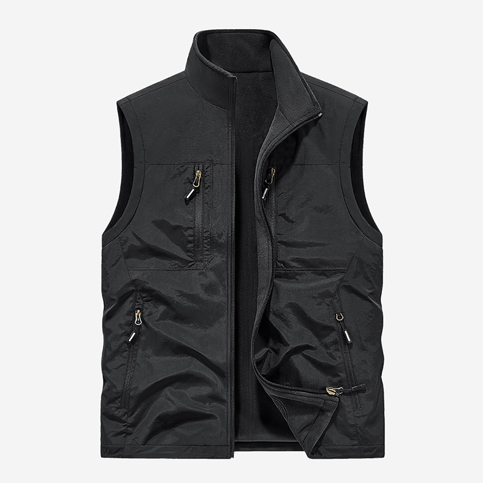 Men's Lightweight Vest Sleeveless Outdoor Work Jacket for Travel Hiking Running Black XXXL