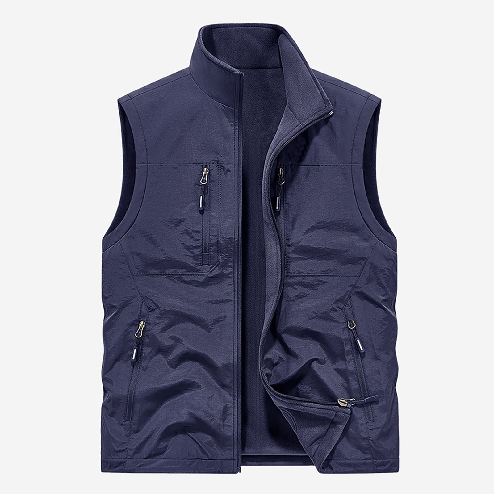 Men's Lightweight Vest Sleeveless Outdoor Work Jacket for Travel Hiking Running Dark Blue XXL