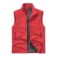 thumbnail image 1 of Vest Mens Lightweight Zip Up Stand Collar Travel Vest Fall Sleeveless Breathable Utility Safari Hiking Fish Photo Waistcoat, 1 of 2