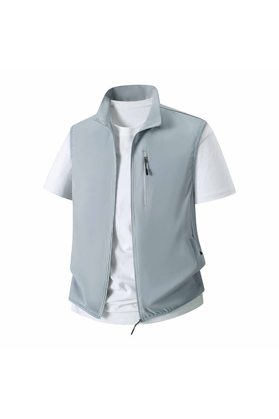 Men's Lightweight Vest Waterproof Outdoor Work Photo Cargo Sleeveless Jacket for Hiking Travel