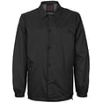 thumbnail image 1 of Men's Lightweight Water Resistant Button Up Nylon Windbreaker Coach Jacket (Black, 5XL), 1 of 4