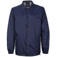 thumbnail image 1 of Men's Lightweight Water Resistant Button Up Nylon Windbreaker Coach Jacket (Navy, 5XL), 1 of 4
