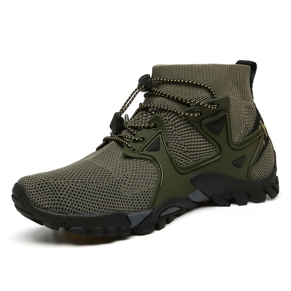 Men's Lightweight Water Shoes Breathable Non-Slip Hiking Sneakers with Quick-Lock Laces Durable Outdoor Wading Shoes for River Beach Trekking and Daily Wear