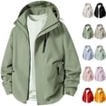 thumbnail image 1 of Men's Lightweight Windbreaker Hooded Rain Jacket with Adjustable Cuffs Windproof Tech Shell Coat with Zipper Pockets for Hiking Camping Travel, Green, S, 1 of 9