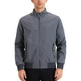 thumbnail image 1 of Men's Lightweight Windbreaker Jackets Button Stand Collar Zip Long Sleeve Fall Casual Coat with Pocket, 1 of 5