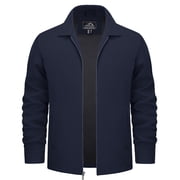 TACVASEN Men's Lightweight Windbreaker Jackets Full Zip Up Stylish Coat Business Casual Laydown Collar Work Dress with Zip Pockets Navy S
