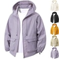 thumbnail image 1 of Men's Lightweight Windbreaker Sun Protection Hooded Zip Up Jacket Active Outdoor Shell with Utility Flap Pockets for Hiking Travel, Purple, M, 1 of 6