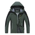 thumbnail image 1 of Men's Lightweight Windproof Waterproof Hiking Jacket Windbreaker Long Sleeve Hooded Outdoor Spring Fall Full Zipper Rain Coat for Camping Cycling Big and Tall Size XL-8XL Army Green, 1 of 5